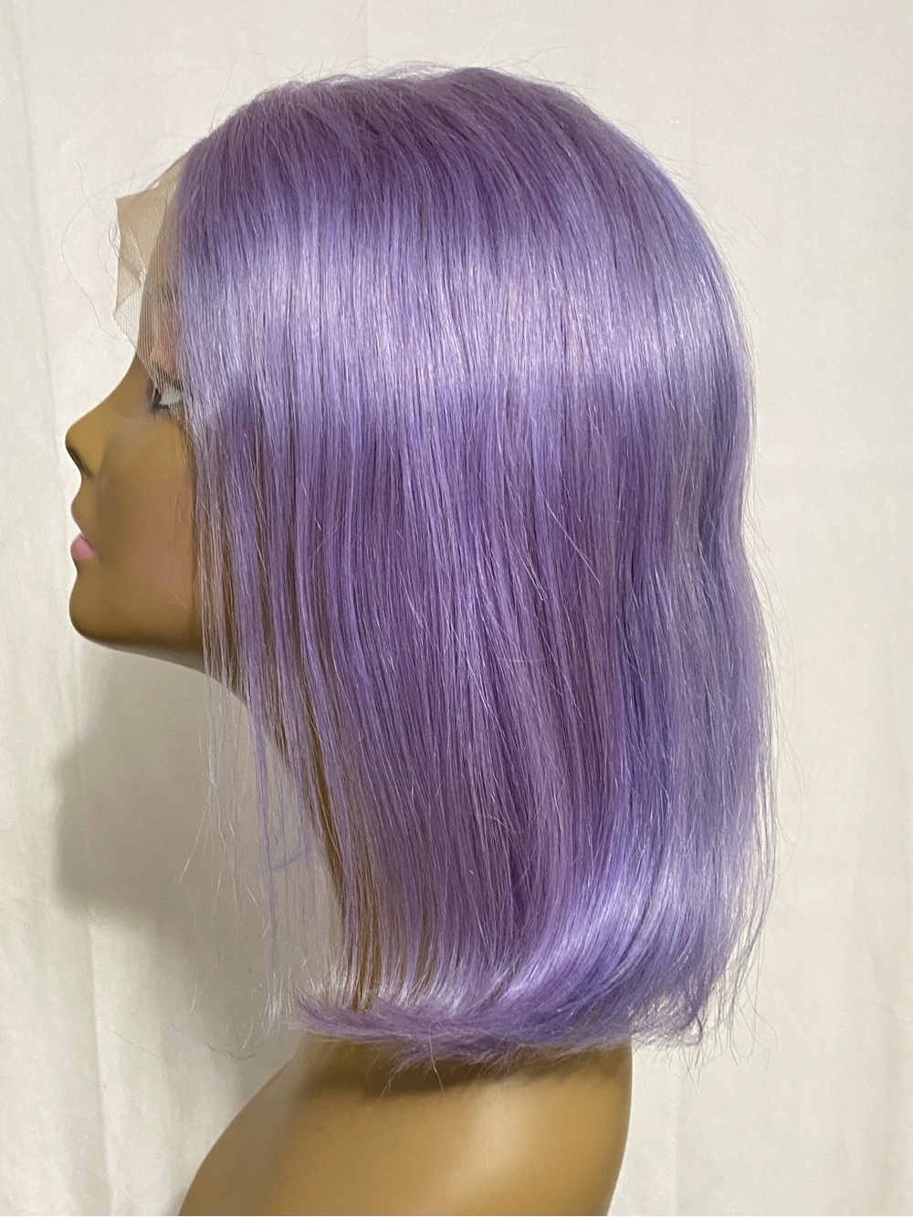 Lilac Light Purple Wig 13x4 Lace Front 12 Inch Human Hair Bob Pre Plucked Wig